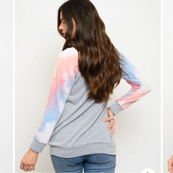 LADIES long sleeve tie dye sleeves top - Picture 2 of 2